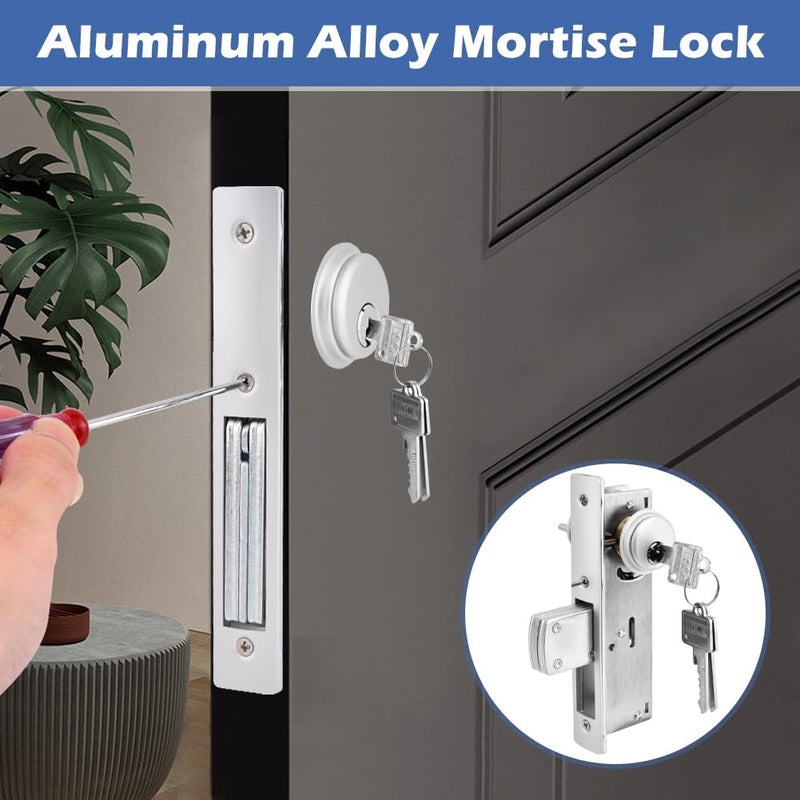 HONUTIGE Storefront Mortise Door Lock, Commercial Mortise Lock with Lock Cylinder Aluminum Door Locks Double Cylinder Hook Deadbolt Lock Set for Storefront Entry Doors - Image 5